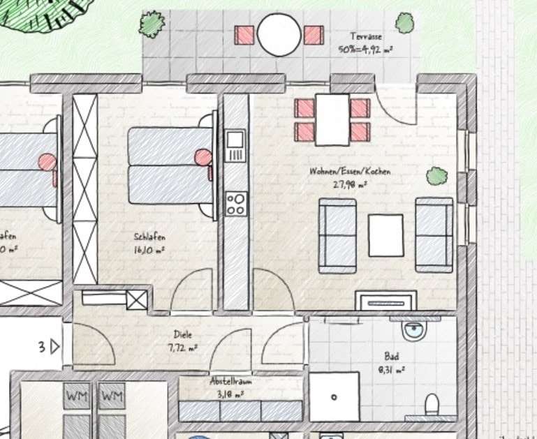 WE 3 Grundriss - Erdgeschosswohnung in 59387 Ascheberg mit 67m² kaufen