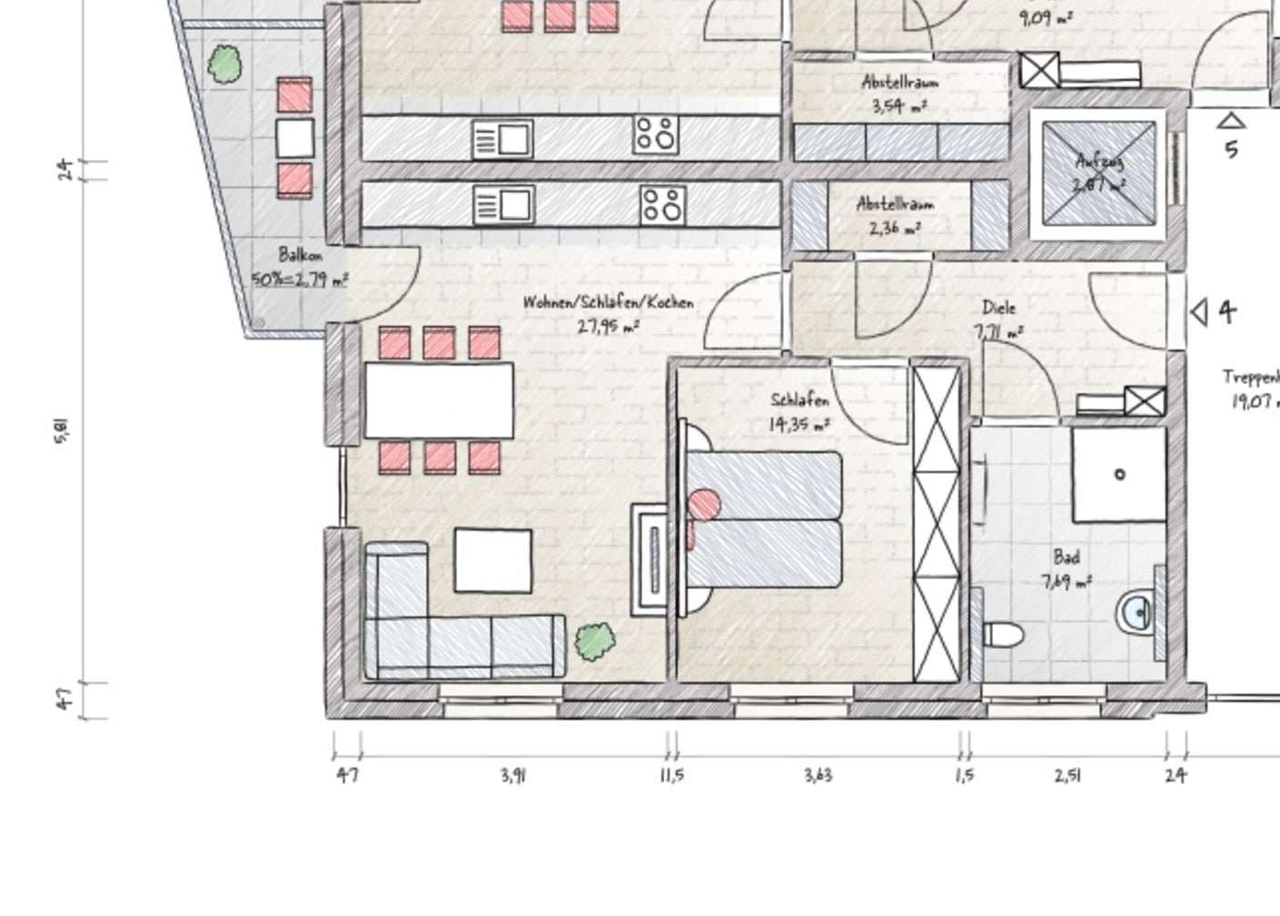 WE 4 Grundriss - Etagenwohnung in 59387 Ascheberg mit 62m² kaufen