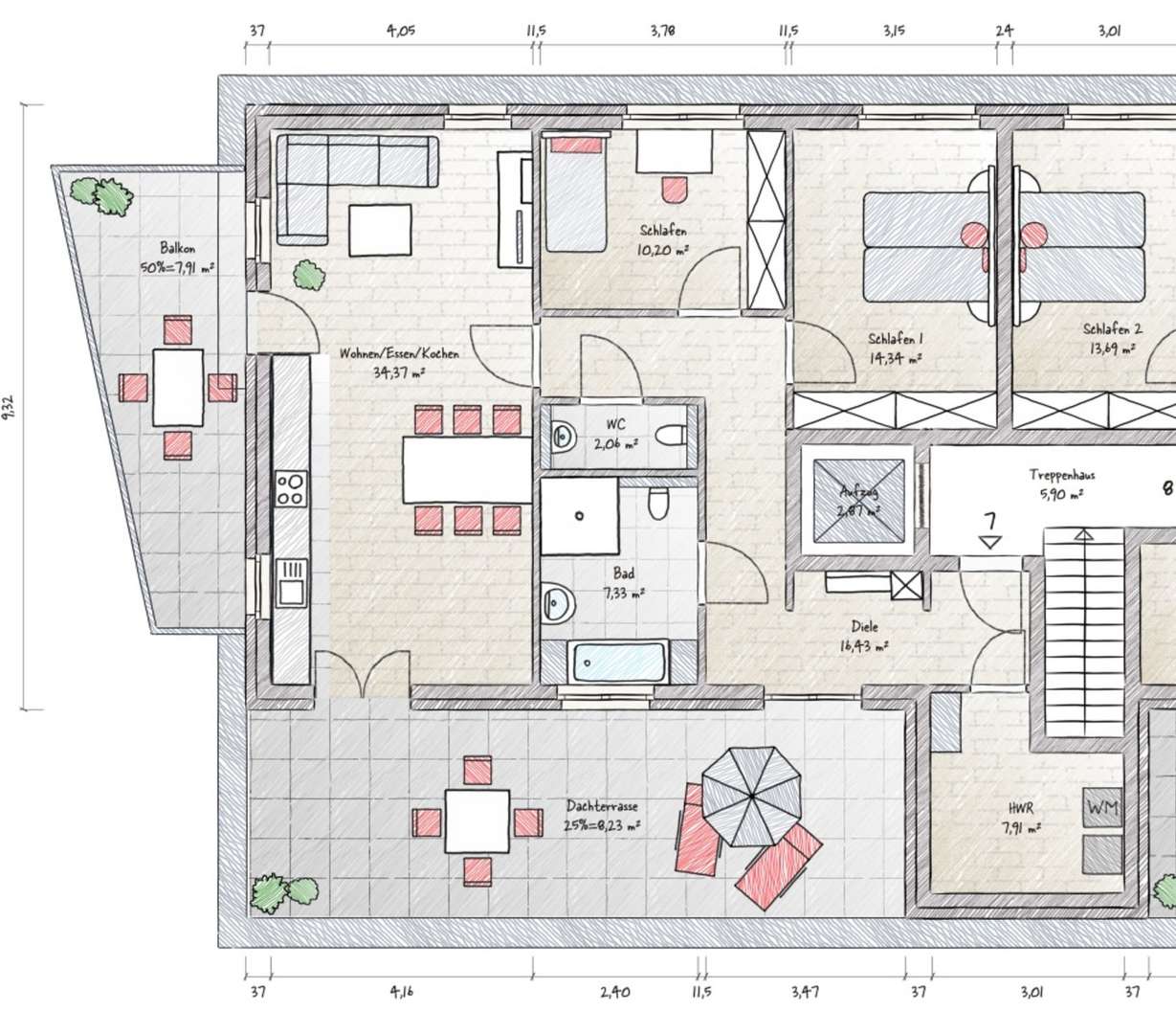 WE 7 Grundriss - Penthouse-Wohnung in 59387 Ascheberg mit 108m² kaufen