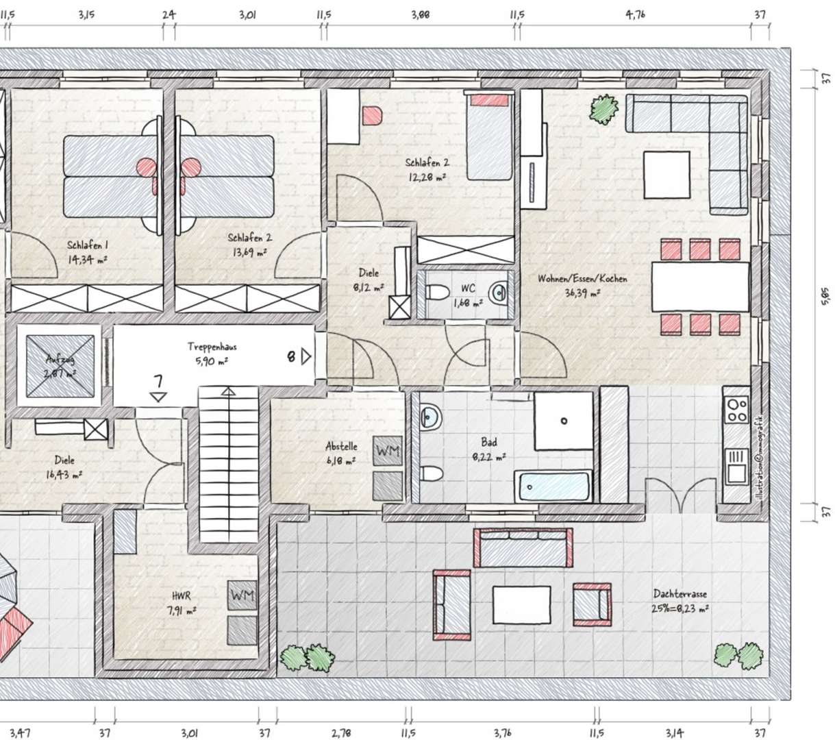 WE 8 Grundriss - Penthouse-Wohnung in 59387 Ascheberg mit 94m² kaufen