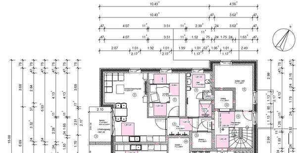Grundriss ETW 3 bemaßt - Etagenwohnung in 59387 Ascheberg mit 62m² kaufen