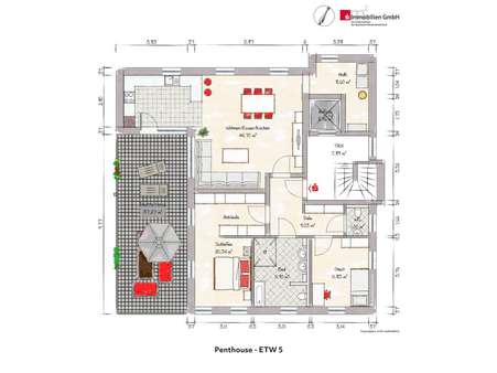 Staffelgeschoss Grundriss ETW 5 - Penthouse-Wohnung in 59387 Ascheberg mit 124m² kaufen