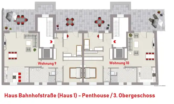 Penthouse-Wohnung mit Dachterrasse im Zentrum von Rhede