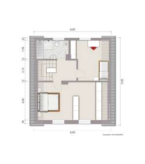 Grundriss Dachgeschoss - Zweifamilienhaus in 46414 Rhede mit 135m² günstig kaufen