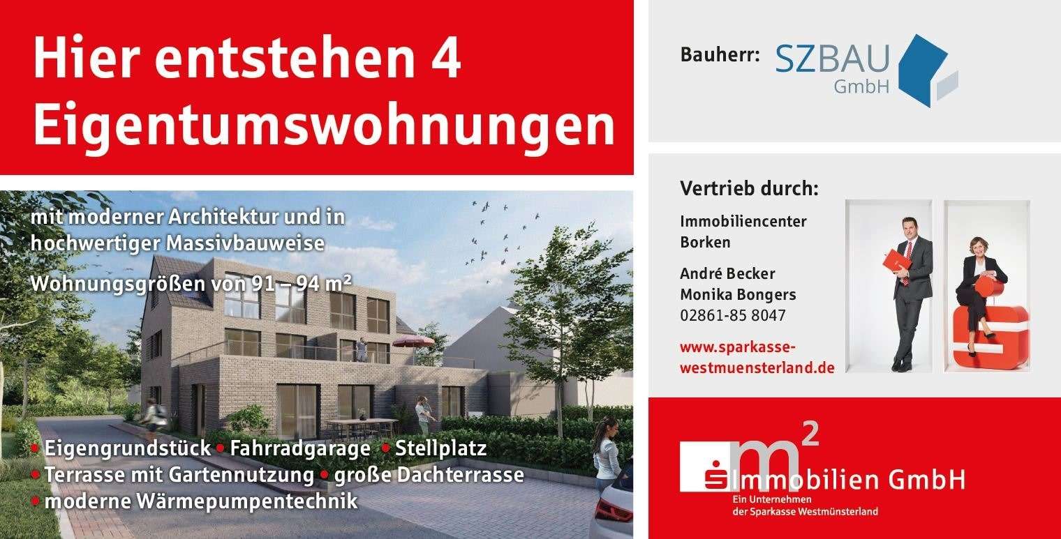 Werbebanner Bauzaun - Maisonette-Wohnung in 46342 Velen mit 93m² kaufen