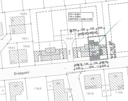 Bemaßter Lageplan Bemaßter Lageplan - Doppelhaushälfte in 48282 Emsdetten mit 97m² kaufen
