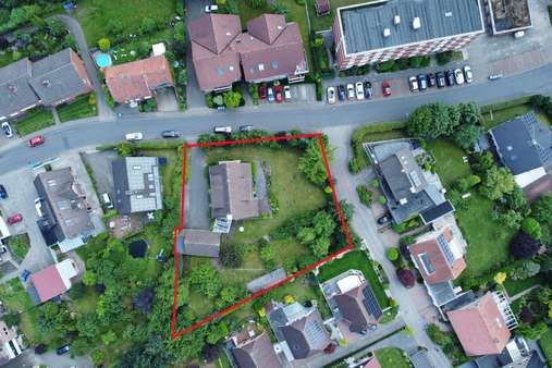 Aufsicht Umgebung umrandet - Zweifamilienhaus in 49525 Lengerich mit 180m² kaufen