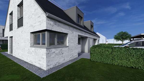 Vorgarten und Giebel - Doppelhaushälfte in 48282 Emsdetten mit 104m² kaufen
