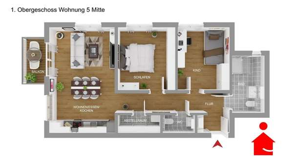 unverbindliche Darstellung - Etagenwohnung in 49477 Ibbenbüren mit 76m² kaufen