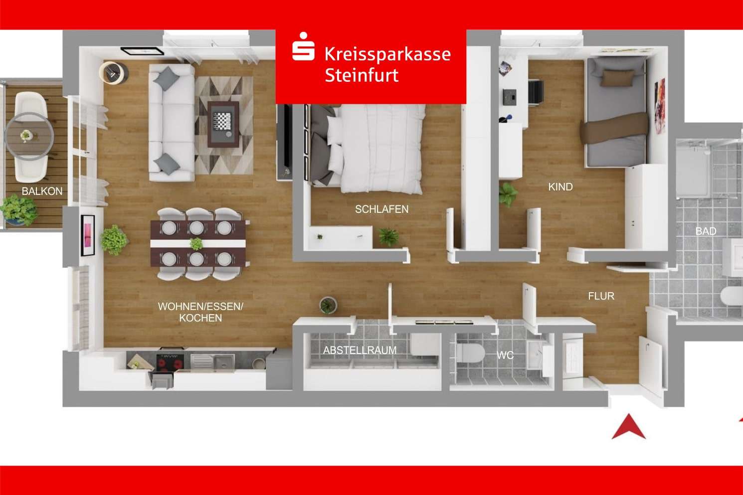 unverbindliche Darstellung - Etagenwohnung in 49477 Ibbenbüren mit 76m² kaufen