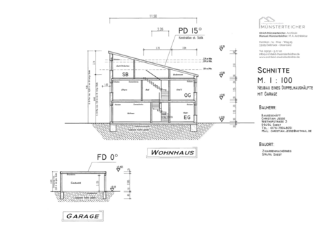Schnittzeichnungen Schnittzeichnungen - Doppelhaushälfte in 59494 Soest mit 134m² kaufen