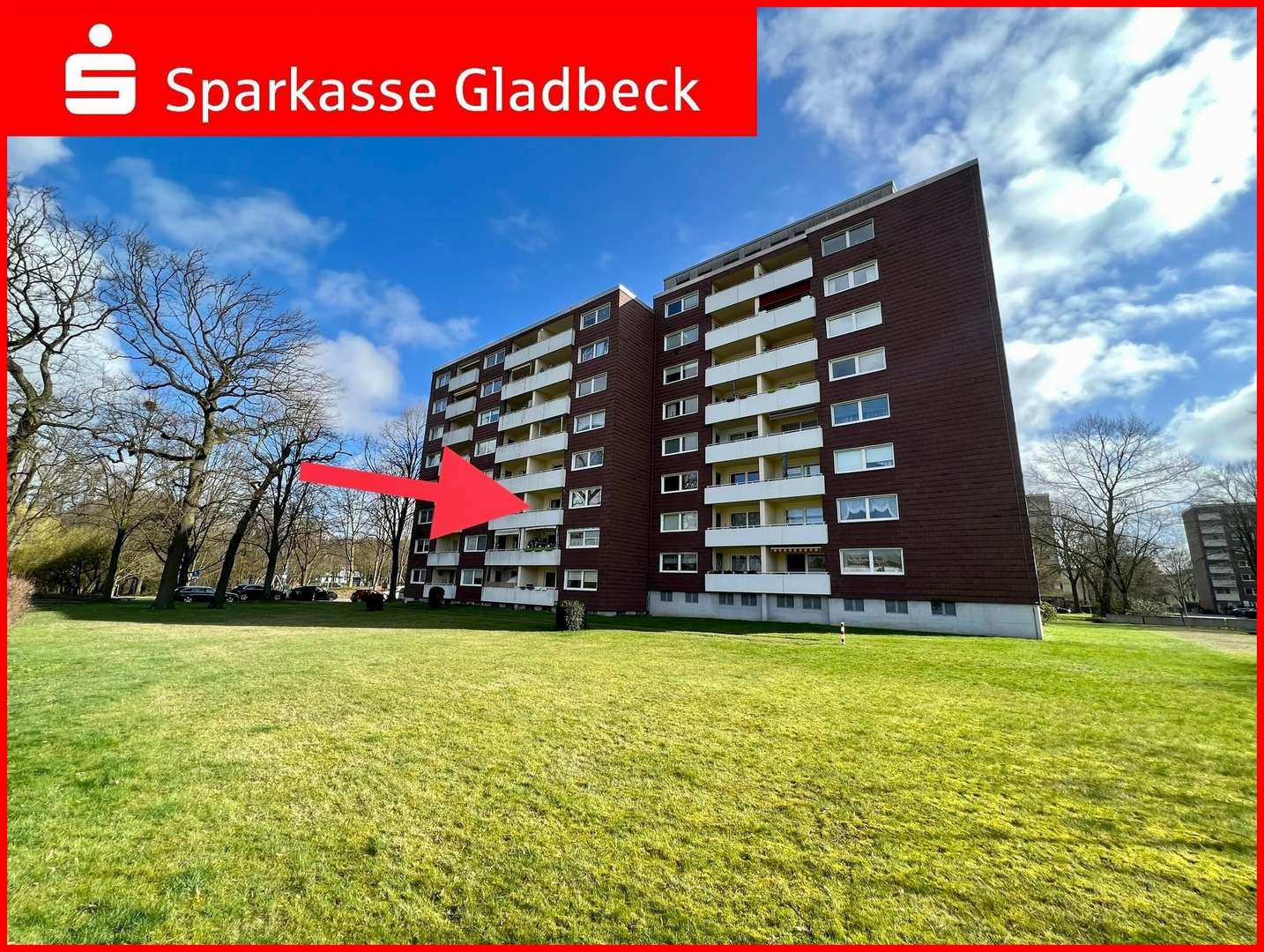 Rückansicht mit Balkon - Etagenwohnung in 45966 Gladbeck mit 65m² günstig kaufen