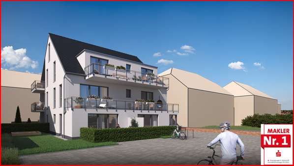 Visualisierung Rückansicht Haus 1 - Erdgeschosswohnung in 46236 Bottrop mit 53m² kaufen