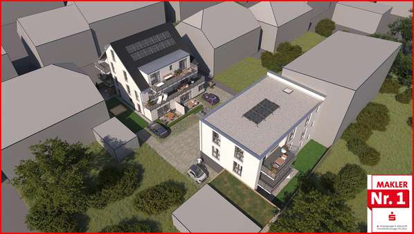 Gesamtansicht - Gartenseite - Dachgeschosswohnung in 46236 Bottrop mit 73m² kaufen