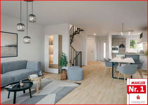 Visualisierung Wohn-Essbereich - Doppelhaushälfte in 46244 Bottrop mit 134m² kaufen