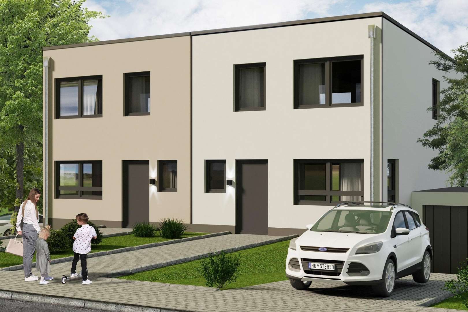 Sicht von vorn - Doppelhaushälfte in 58135 Hagen mit 140m² günstig kaufen