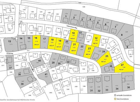 Grundstücksplan - Grundstück in 58762 Altena mit 625m² kaufen