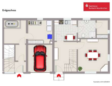 Grundriss Erdgeschoss - Zweifamilienhaus in 57299 Burbach mit 127m² kaufen