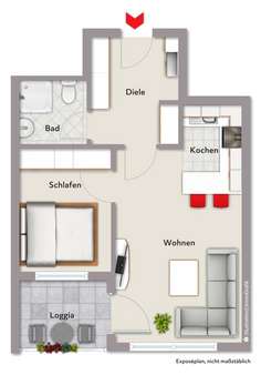 Grundriss - Etagenwohnung in 33332 Gütersloh mit 42m² kaufen