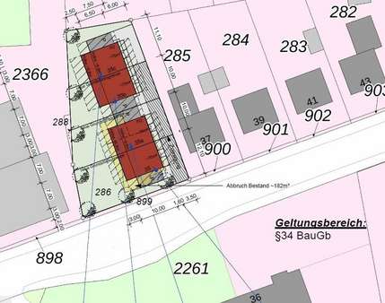 Lageplan - 2 Doppelhäuser - Grundstück in 33729 Bielefeld mit 224m² kaufen