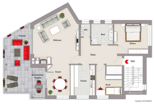 Visualisierung Grundriss - Etagenwohnung in 33659 Bielefeld mit 100m² kaufen