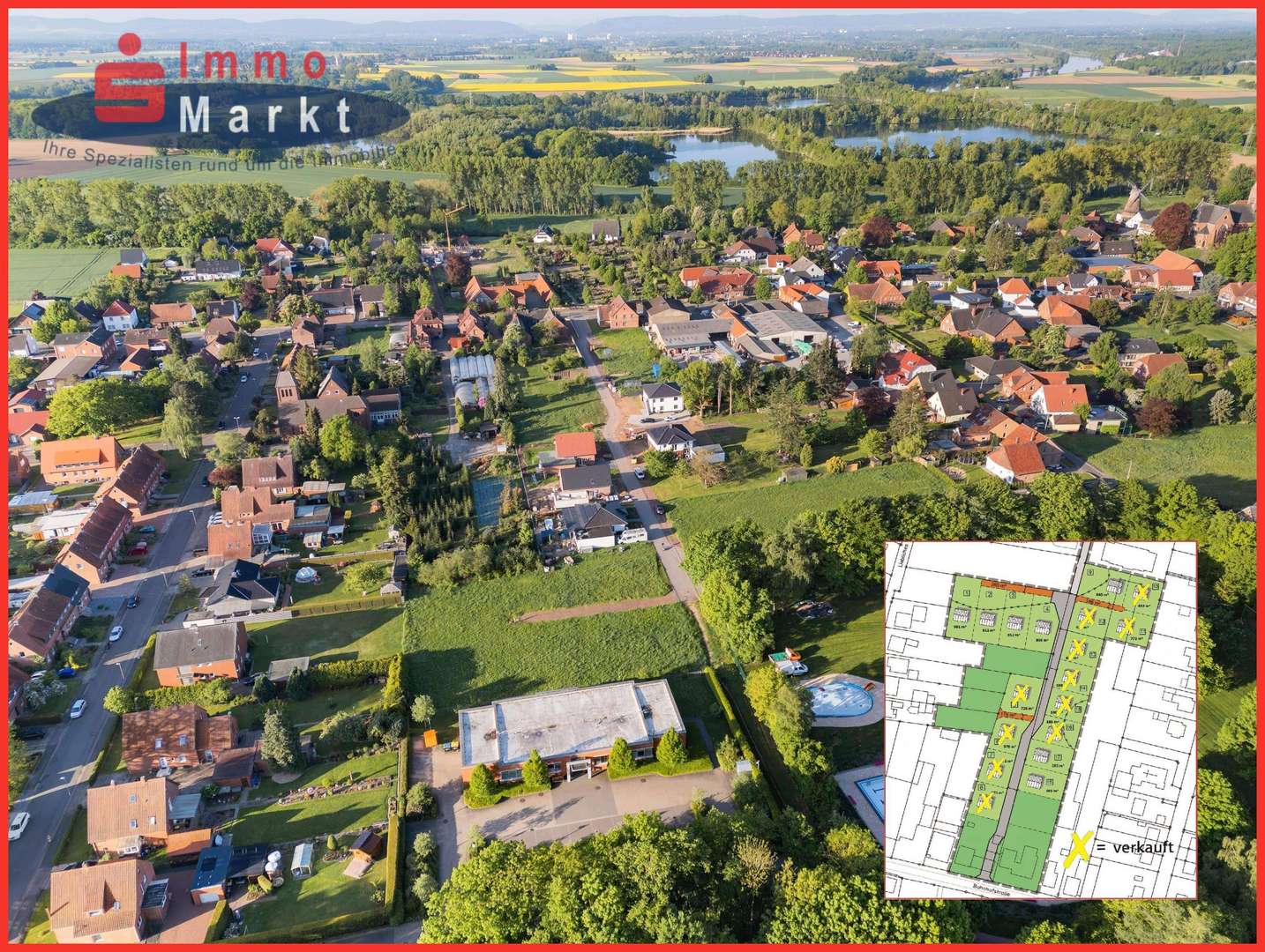 Exposébild Luftbild mit Lageplan - Grundstück in 32469 Petershagen mit 652m² kaufen