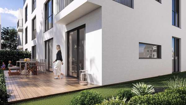 Visualisierung Terrasse - Erdgeschosswohnung in 65843 Sulzbach mit 91m² kaufen