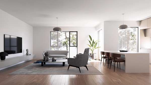 Visualisierung Wohn- und Esszimmer - Etagenwohnung in 65843 Sulzbach mit 107m² kaufen