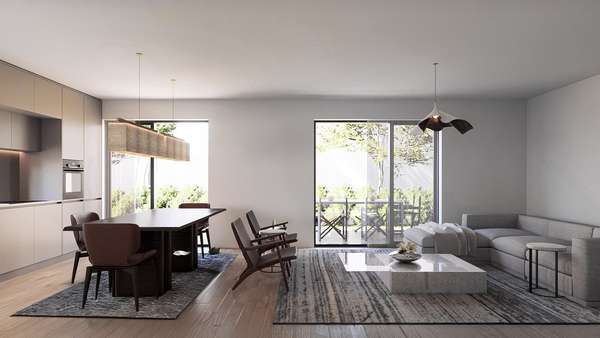 Visualisierung Wohn- und Esszimmer - Etagenwohnung in 65843 Sulzbach mit 101m² kaufen