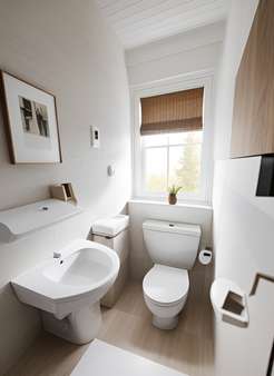 KI-Sanierungsbeispiel Gäste Toilette - Einfamilienhaus in 63456 Hanau mit 131m² kaufen