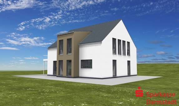 Ansicht Westen Haus Bespielhaft - Grundstück in 64342 Seeheim-Jugenheim mit 575m² kaufen