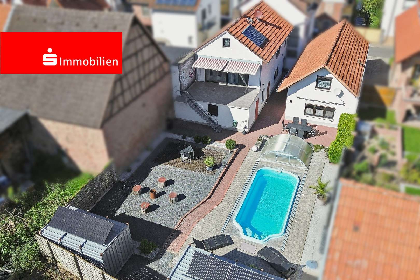Gartenansicht (Luftbild) Gartenansicht (Luftbild) - Zweifamilienhaus in 64823 Groß-Umstadt mit 242m² kaufen