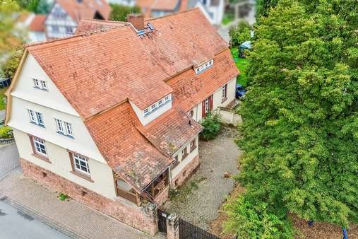 Westansicht (Luftbild) Westansicht (Luftbild) - Zweifamilienhaus in 64823 Groß-Umstadt mit 328m² kaufen