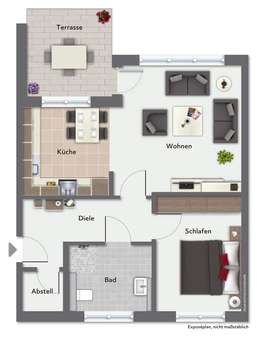 Grundriss Wohnung 2 Grundriss Wohnung 2 - Erdgeschosswohnung in 36110 Schlitz mit 63m² kaufen