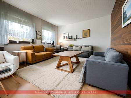 Wohnzimmer Erdgeschoss - Einrichtungsbeispiel - Zweifamilienhaus in 35043 Marburg mit 145m² kaufen