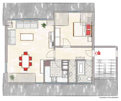 Grundriss - Dachgeschosswohnung in 35037 Marburg mit 59m² kaufen