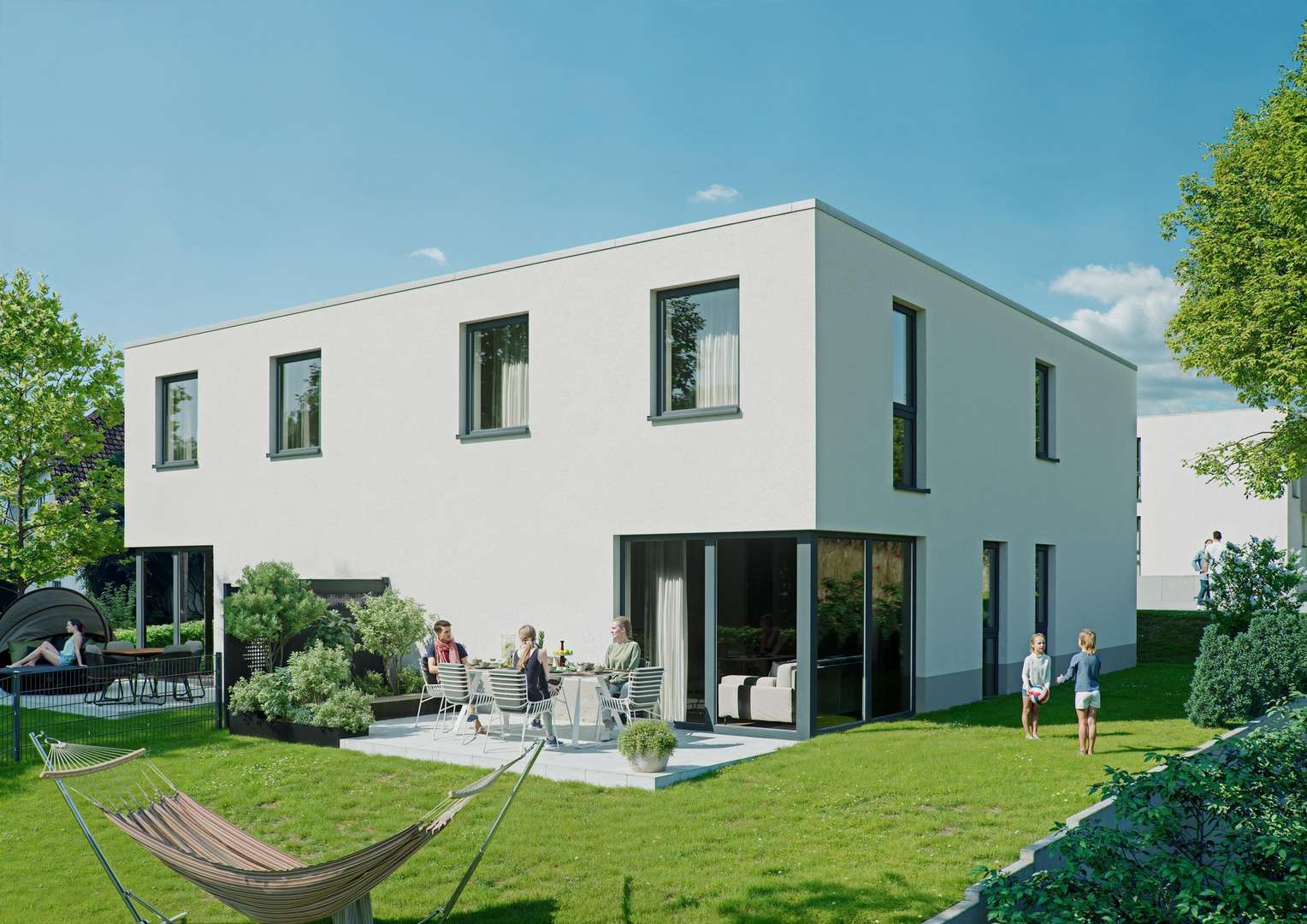 Gartenansicht - Visualisierung - Doppelhaushälfte in 55450 Langenlonsheim mit 154m² kaufen