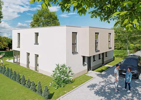 Straßenansicht - Visualisierung - Doppelhaushälfte in 55450 Langenlonsheim mit 154m² kaufen
