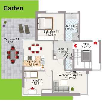 Grundriss Wohnung Nr. 11 - Erdgeschosswohnung in 55411 Bingen mit 94m² kaufen