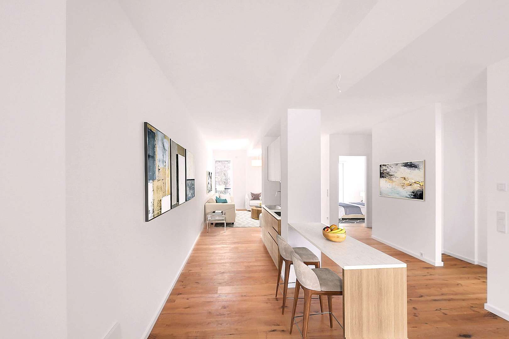 Wohn- und Küchenbereich - Wohnbeispiel - Etagenwohnung in 55118 Mainz mit 93m² kaufen