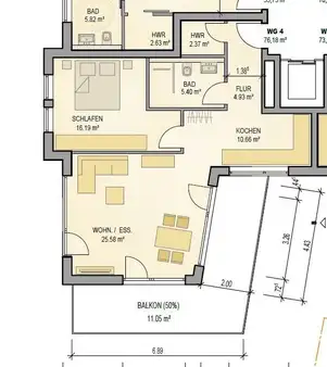 Rheinquartier Wohnung # 4 im 1.Obergeschoß