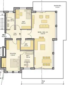 Rheinquartier Wohnung # 5 im 2.Obergeschoß