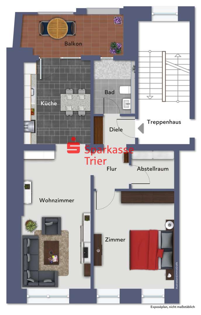 Grundriss - Etagenwohnung in 54346 Mehring mit 69m² kaufen