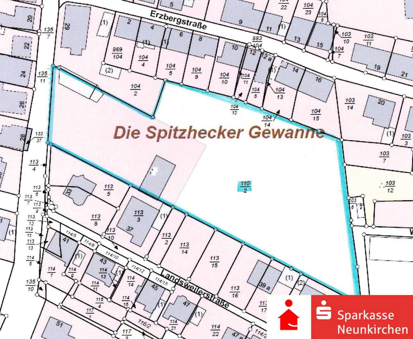 Flurkarte bearbeitet Flurkarte bearbeitet - Grundstück in 66578 Schiffweiler mit 5961m² kaufen