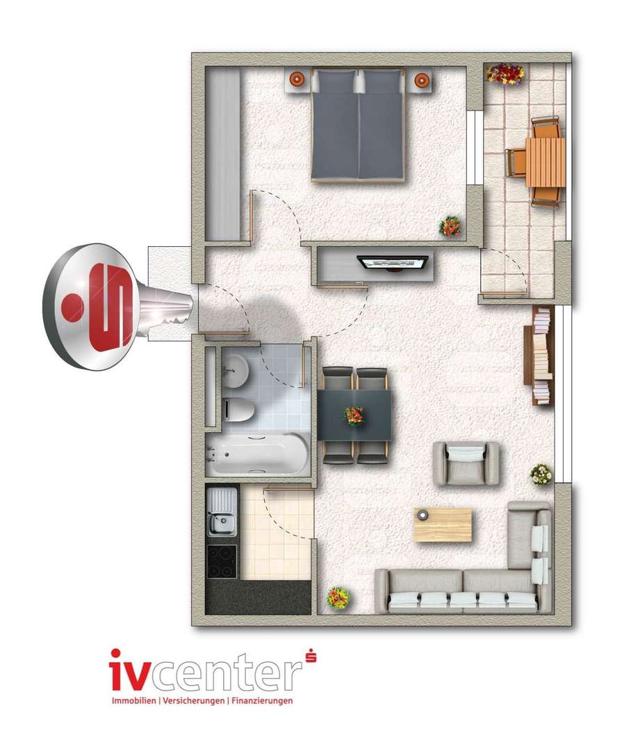 Grundriss - Etagenwohnung in 66333 Völklingen mit 55m² kaufen