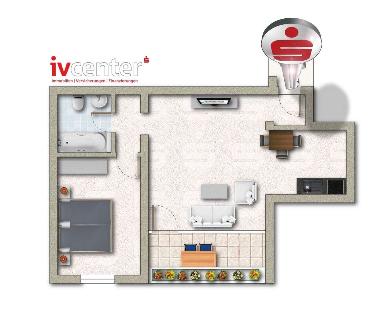 Grundriss Grundriss - Etagenwohnung in 66740 Saarlouis mit 49m² kaufen