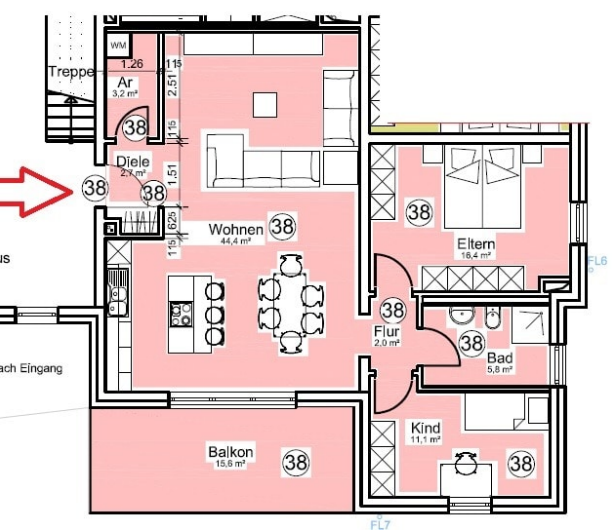 Grundriss - Etagenwohnung in 66424 Homburg mit 83m² kaufen