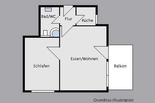 Grundriss - Etagenwohnung in 70197 Stuttgart mit 44m² kaufen