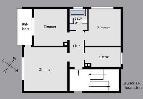 Grundriss - Erdgeschosswohnung in 70184 Stuttgart mit 69m² kaufen