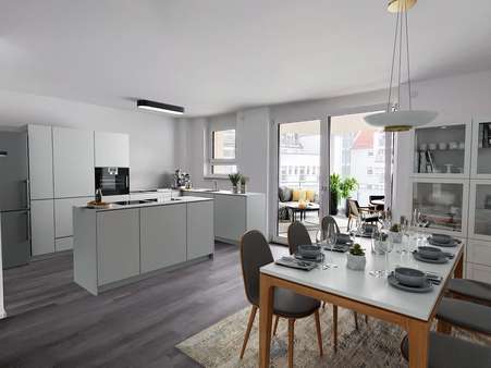 Möblierungsbsp. Küche, Essen - Etagenwohnung in 71034 Böblingen mit 140m² kaufen